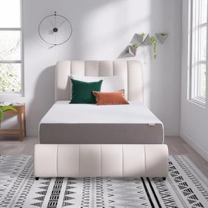 Amazon Basics Memory Foam Mattress, Soft Plush Feel, Breathable, 12", Twin, White/Grey