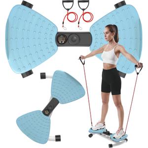 renZEC Waist Twister Machine, Adjustable Exercise Twist Board for Women Men, Noiseless Ab Twister for Home Gym Equipment, 330 lbs Capacity | Track Time, Reps, Calories with Digital Display (Blue)