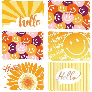 60 Hello Postcards for Mailing Bulk Blank Greeting Cards 4 x 6 Inch Sunny Sunflower Colorful Smiley Face Post Cards for Kids Adults Teachers Students Assorted Blank Note Cards 5 Hello Designs