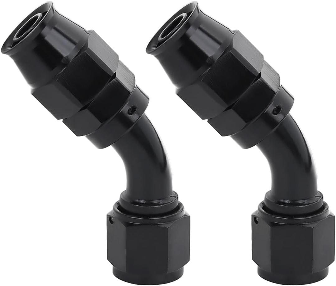 LokoCar 6AN PTFE Hose End Fitting 45 Degree For PTFE Hose Only Black 2Pcs