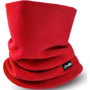 Winter Neck Warmer for Men Women, Fleece Neck Gaiter Double-Layer Face Cover Ski Mask for Cold Weather (Red)