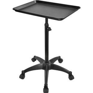 JOSTZHXIN Salon Rolling Tray, Premium Aluminum Tattoo Tray Rolling Cart, Height Adjustable Styling Tray, Service Storage Tray Trolley for Beauty Salon Clinic Spa (Black Upgrade)