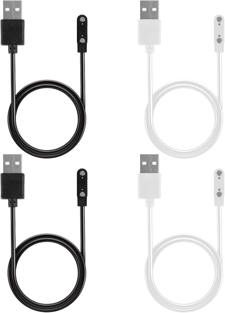 4pcs Watch Charger for Cosmo, 2 Colors Magnetic Kids Watch Charger Cable Replacement Accessories Compatible with Cosmo Jr Track JrTrack 4/3/2/SE (Black & White)