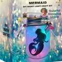 Make Your Own Mermaid Toy Night Light Lantern Jar Arts & Crafts For Girls, DIY Mermaid Gifts For Girls Ages 4 5 6-8 8-10 8-12 & Teens. Best Little Mermaid Craft Kit Projects & Kids Birthday Present