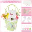 Cinrobiye Floral Gift Bags Set 12 Pcs Paper Flower Gift Bags with Handles for Bouquets Mothers Day Graduation Teacher Appreciation Birthday Wedding Back to School Year End Floral Gift Packaging Bags