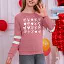 Ithalt Kids Valentine Shirt Girls Valentines Shirts Cute Heart Graphic Long Sleeve Tee Tops 4-14y(APink1,110)