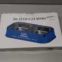 Heated Cat Bowl for Outdoor Cats in Winter, 56 OZ Heated Water Food Bowl with Raised Brackets to Protect Pet's Neck, Outdoor Heated Pet Bowl with 2 Stainless Steel Bowl, No Frozen Water or Food (Gray)