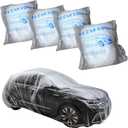 4 PCS Disposable Transparent Car Cover, 11.5ft x 19.7ft Plastic Rainproof & Waterproof Car Cover with Elastic Band, Dustproof Plastic Auto Covers Universal for Most Cars