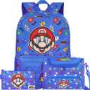 Get Trend Super Mario Boys Backpack, Lunch Bag & Pencil Case, 3 Piece Set