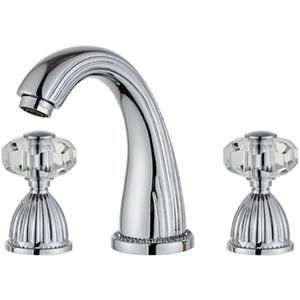 Morden Bathroom Faucet Chrome Three Holes Widespread 2 Crystal Handle Bathroom Sink Faucets Vintage Lavatory Vanity Faucet