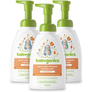 Babyganics Baby Shampoo + Body Wash Pump Bottle, Orange Blossom, Non-Allergenic and Tear-Free, 16 Fl Oz (Pack of 3), Packaging May Vary