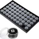 50 Gem Display Case Small Round Plastic Containers Box Display Cases Gemstone Storage Box Jewelry Organizer with Foam for Collectibles Rhinestone Crystal Charms Beads Jewelry Small Items Display