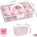 Patent Design Ribbed Snackle Box Container Divided Serving Tray with Lid and Handle -Charcuterie Container Portable Storage Organizer for Candy, Fruit, Beach, Picnics1 pcs, Pink
