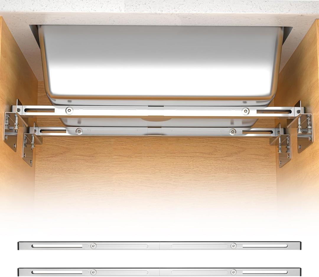 Heavy Duty Undermount Sink Brackets & Kitchen Sink Installation Parts Kit - 800 lbs Capacity Adjustable Stainless Steel Support, Horizontal Space-Saving Design for Kitchen Sinks (71-100cm) (Silver)