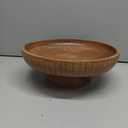 Acacia Wood fruit bowl with pedestal | 12" dia | Decorative bowl used as Centerpiece for kitchen counter or dining table | Wooden table decor| (Natural Finish)