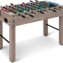 Amazon Basics 48-Inch Foosball Table Soccer Game Room Size with 4 Balls and 2 Cupholders, Oak