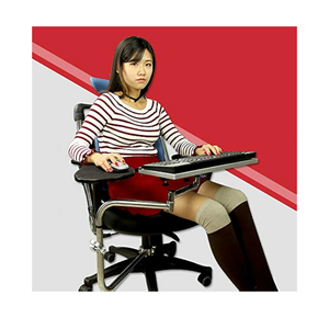 Computer Keyboard Stand Laptop Mouse Mount for Workstation Video Gaming, Installed to Chair or Any Round Bar with Maximum 1.96 inch Diagonal Thickness