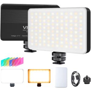 VIJIM VL120 LED on Camera Video Light,Mini Bi-Color Portable Photography Lighting w 6 Color Filters, 3100mAh Rechargeable CRI 95+ 3200K-6500K Dimmable LED Panel Light for DSLR Camera