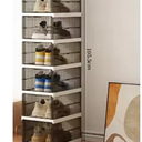 6 Pack Folding Closet Organizers Storage Box, Stackable Storage Bins, Plastic, Clear/Black