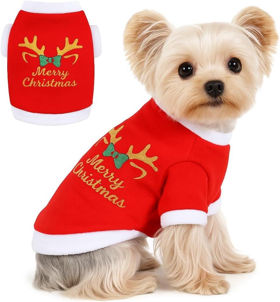 Dog Christmas Outfit,Christmas Dog Clothes Sweater Pajamas,Fleece Dogs Fall Winter Sweater Male Female,Medium