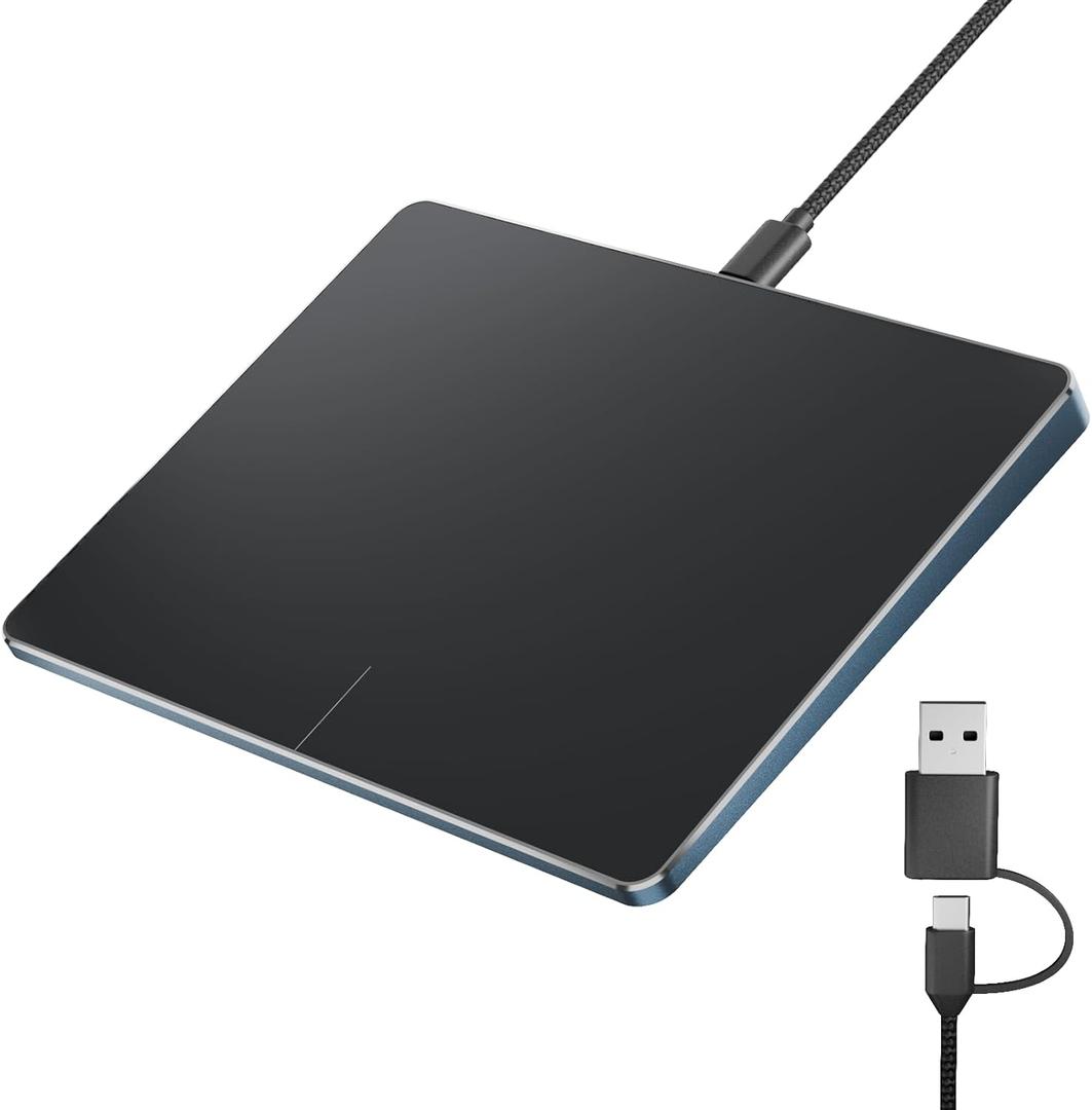 ProtoArc USB Trackpad for Windows 10/11, Large Wired Touchpad Mouse, High-Precision Navigation, Ultra-Thin Portable Aluminum Alloy Touchpad Mouse, Suitable for Desktops/Laptops (Space Gray)