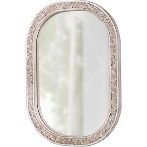 Boho Oval Rattan Mirrors for Bathroom 16 X 24 Inch, Hanging Distressed Washed White Wooden Mirror, Farmhouse Mirrors for Wall Decor, Aesthetic Wall Mirrors Decorative, Horizontal or Vertical