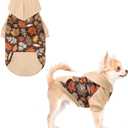 KOOLTAIL Fall Dog Hoodie with Autumn Maple Leaf Pattern for Small Dogs -Thanksgiving Pet Sweater Sweatshirt Warm Cold Weather Clothes with Leash Hole and Pocket for Puppy Male/Female S