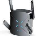 2025 WiFi Extender Signal Booster, New Gen Wi-Fi 6 Repeater, Covers Up to 12,000 sq.ft Range, Dual-Band Internet Booster with Gigabit Ethernet Port, Easy Setup, EasyMesh Compatible (Black matte)