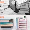 LEKETREE Desk Organizers and Accessories, 5-Tier Paper Letter Tray Organizer with File Holder, Desktop Organizer for Office Supplies (Pink)