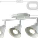3 Light Plug in Track Lighting Kit,Modern Plug in Ceiling Light Fixture,16.4ft Cord,3 Way Ceiling Spot Lighting,Flexibly Rotatable Light Head (White)