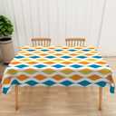 DORCEV Mid Century Wavy Lines Rectangle Tablecloth Blue Orange Yellow Turquoise Geometric Stripe Waterproof Table Cloth Abstract Art Table Cover for Dining Room Cafe Indoor Outdoor Decor,52x70 Inch