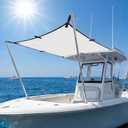 5x7x7ft Boat Sun Shades Canopy Marine Awning Waterproof Boat T Top Canvas Replacement Center Console Sunshade Extension 600D Oxford Cloth for Outdoor Fishing Yacht (Not Included Rods)