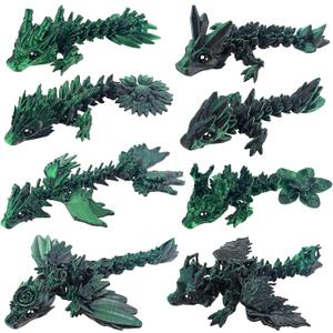 8 Pcs 3D Printed Fidget Dragons with Eyes Toy Set, Small 3D Prints Articulated Animal Models for Executive Home Office, Mini Stress Relief 3-d Printer Animals Toys Decor for Adults Kids (F)