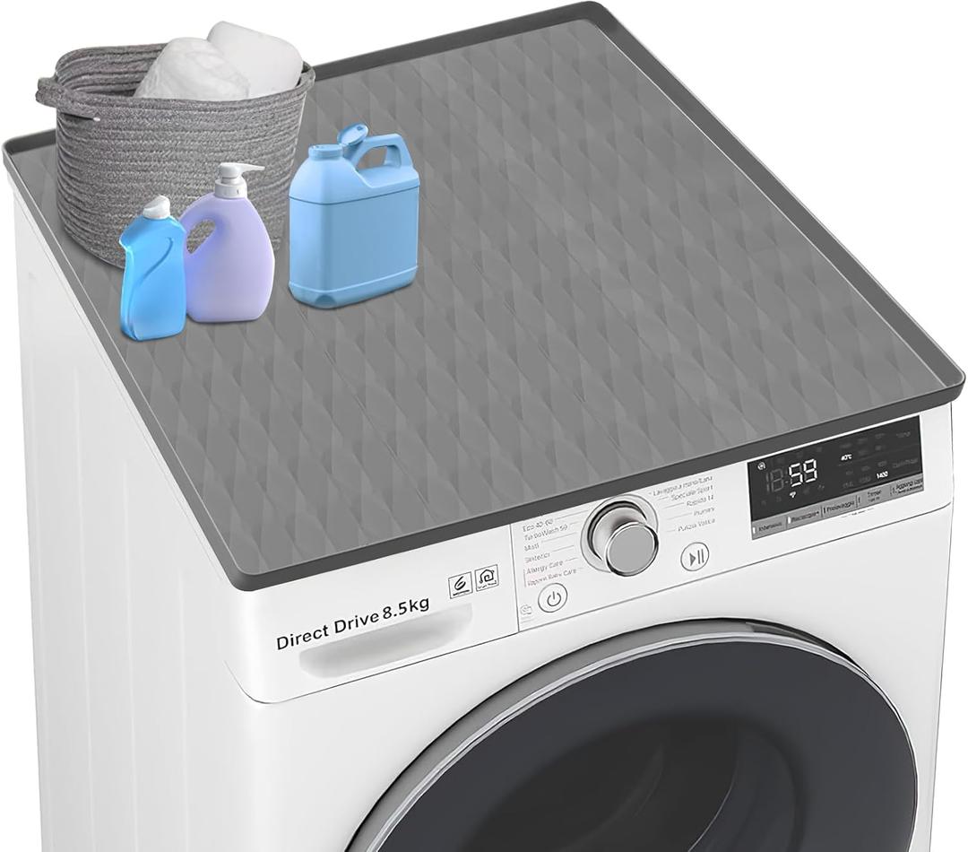 Washer and Dryer Covers for The Top, 27In X 27In Silicone Dryer Top Protector Mat, Waterproof, Scratch Resistant, Washable, Dryer Countertop for Home Kitchen and Laundry Room (Grey-1Pack)