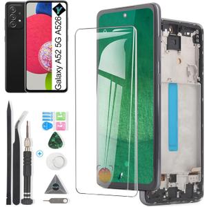 OLED for Samsung Galaxy A52 5G A526 A526U A526T A526V SM-A526A A526B A526U1 A526W A526F Screen Replacement LCD Display Touch Screen Digitizer Assembly with Kit(Suppor Fingerprint)