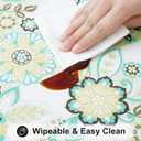 Smiry Rectangle Table Cloth Cover, Waterproof Elastic Fitted Picnic Tablecloth for 8 Foot Tables, Wipeable Flannel Backed Vinyl Tablecloths for Camping, Dining, Outdoor (Teal & White, 30" x 96")