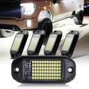 Nicoko 4Pods Pure White 72 LEDs SMD Chips 72w High Power Rock Lights Super Bright White Offroad Car Boat Underglow Lights IP68 Waterproof for Truck SUV UTV ATV RZR