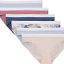 Hanes Girls' Originals Bikini Underwear, Stretch Bikini Panties For Girls', 6-Pack (12, Blush Pink, Periwinkle, Tie-dye Print, Navy, Mauve)