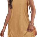 Imily Bela Womens Summer Dresses Casual Beach Tank Eyelet Sleeveless Sundresses 2025 Loose Swimsuit Coverup with Pockets (Beige)