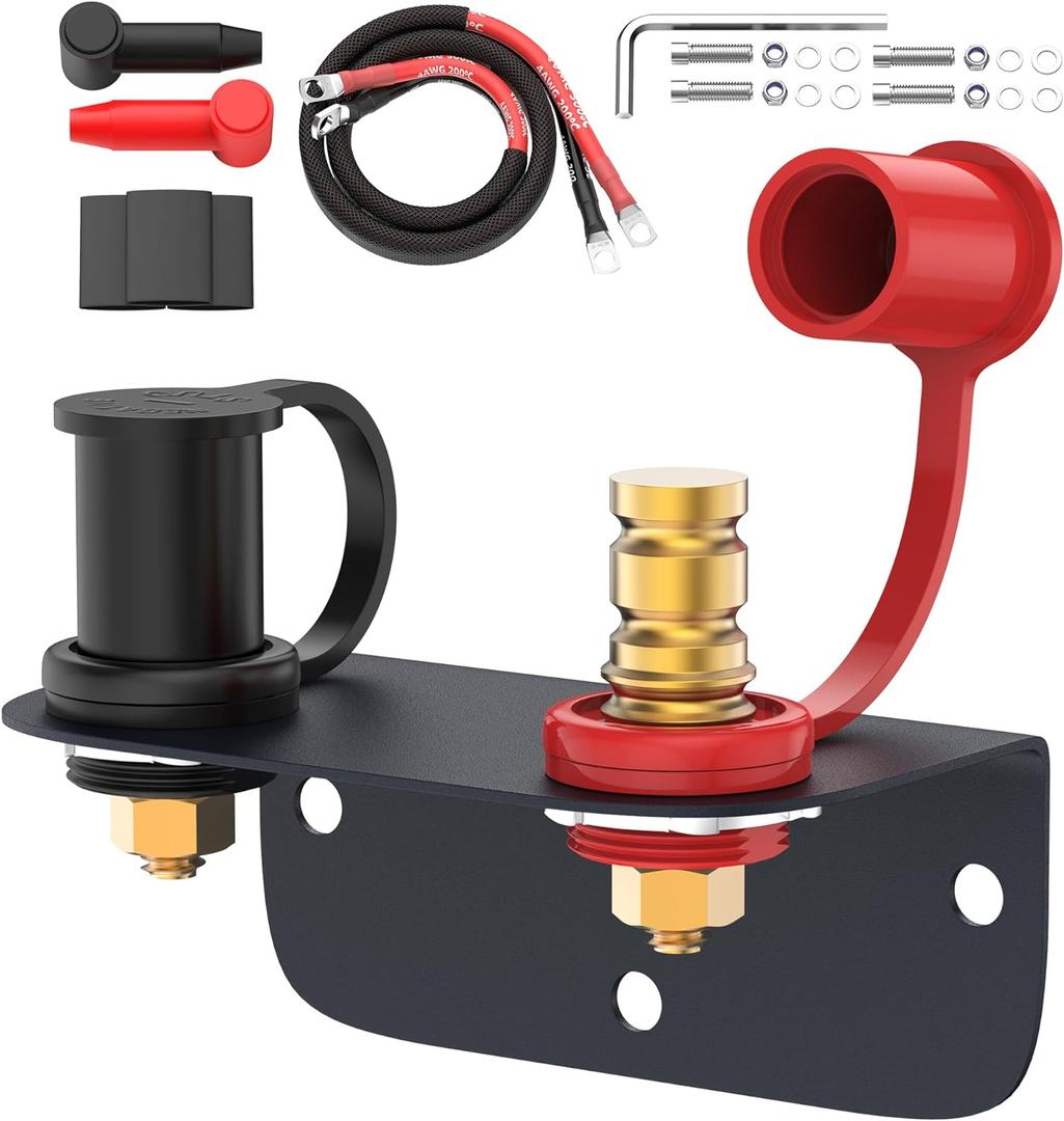 Joinfworld Remote Battery Terminals 3/8" Stud Battery Jump Post with Heavy Duty Mounting Bracket 250A Battery Charging Post Kit Marine Battery Charger Jumper Post for Auto UTV RV Truck Can-am
