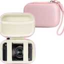 Digital Camera Case Compatible with Canon Powershot G7X Mark II & III/ SX740/ Sony ZV-1/ RX100 VII, Compact Travel Point & Shoot 4K Vlog Cameras Storage Holder with Lanyard (Pink)