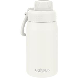 GOPPUS 15oz Kids Water Bottle with Spout Lid, Toddler Water Bottle, Stainless Steel Insulated Water Bottle, Leakproof, BPA Free, Suitable for Boys and Girls for SchoolWarm White