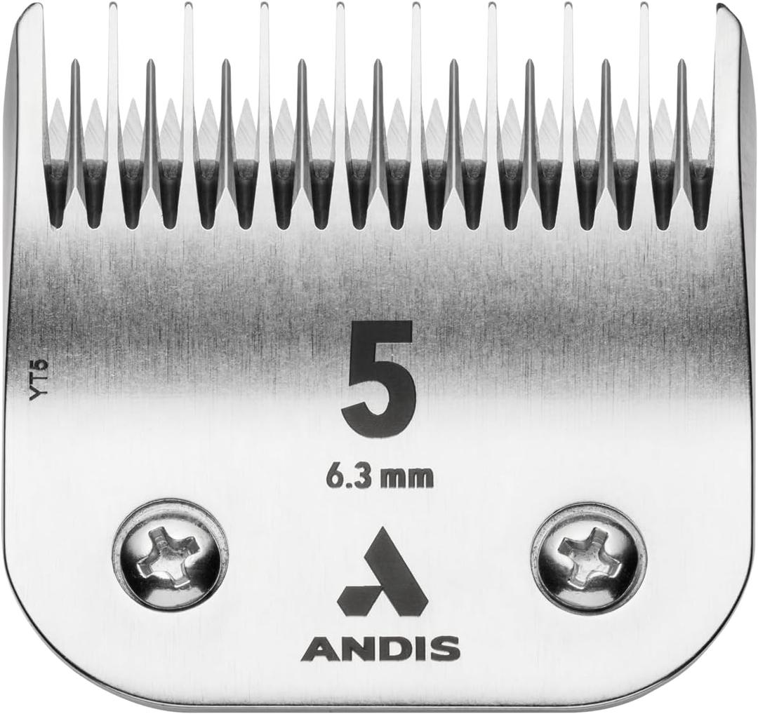 Andis Carbon Infused Steel UltraEdge Dog Clipper Blade, Size-5 Skip Tooth, 1/4-Inch Cut Length (72640),Chrome