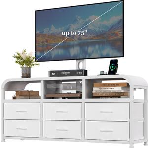 LIVEHOM TV Stand with Mount, 6 Drawer TV Dresser for up to 75" Television, 11.41"D x 43.3"W x 46.45"H