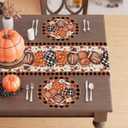XCHI Fall Football Pumpkin Love Heart Flowers Plaid Round Placemats Set of 4 Table Mats for Party Home Kitchen Dining Table Decorations 14x14 Inch