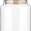 17.6 fl oz Glass Storage Containers With Lids, Candy Jar, Food Storage for Kitchen Counter, Pantry, Decorative Container for Coffee, Sugar, Tea, Cute Glass Jar (Bamboo 17.6 FL OZ)