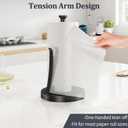 Jesginboo Countertop Paper Towel Holder for Kitchen, Stainless Steel Tension Arm for One-Handed Tear, Stainless Steel Paper Towel Holder Stand for Kitchen Bathroom, Black