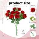 8 Pack Rose Artificial Flowers Bouquet, 10 Small Silk Rose Heads Per Pack, Fake Roses Bunches for Wedding Table Centerpieces Bridal Bouquet Mother's Day Valentine's Day Home Decor, Red