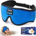 Sleep Mask with Bluetooth 5.4 Headphones, Wireless Music Sleep Eye Mask for Side Sleepers, 3D Contoured Comfort & Built-in HD Stereo Earphones, Blackout for Travel (Bright Blue)