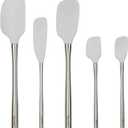 Tovolo Stainless Steel Handled Silicone Spatula Set of 5 Oyster Gray, Dishwasher Safe Kitchen Spatula Set for Cooking Baking, Non Toxic BPA Free Silicone Spatula set with Metal Steel Handle
